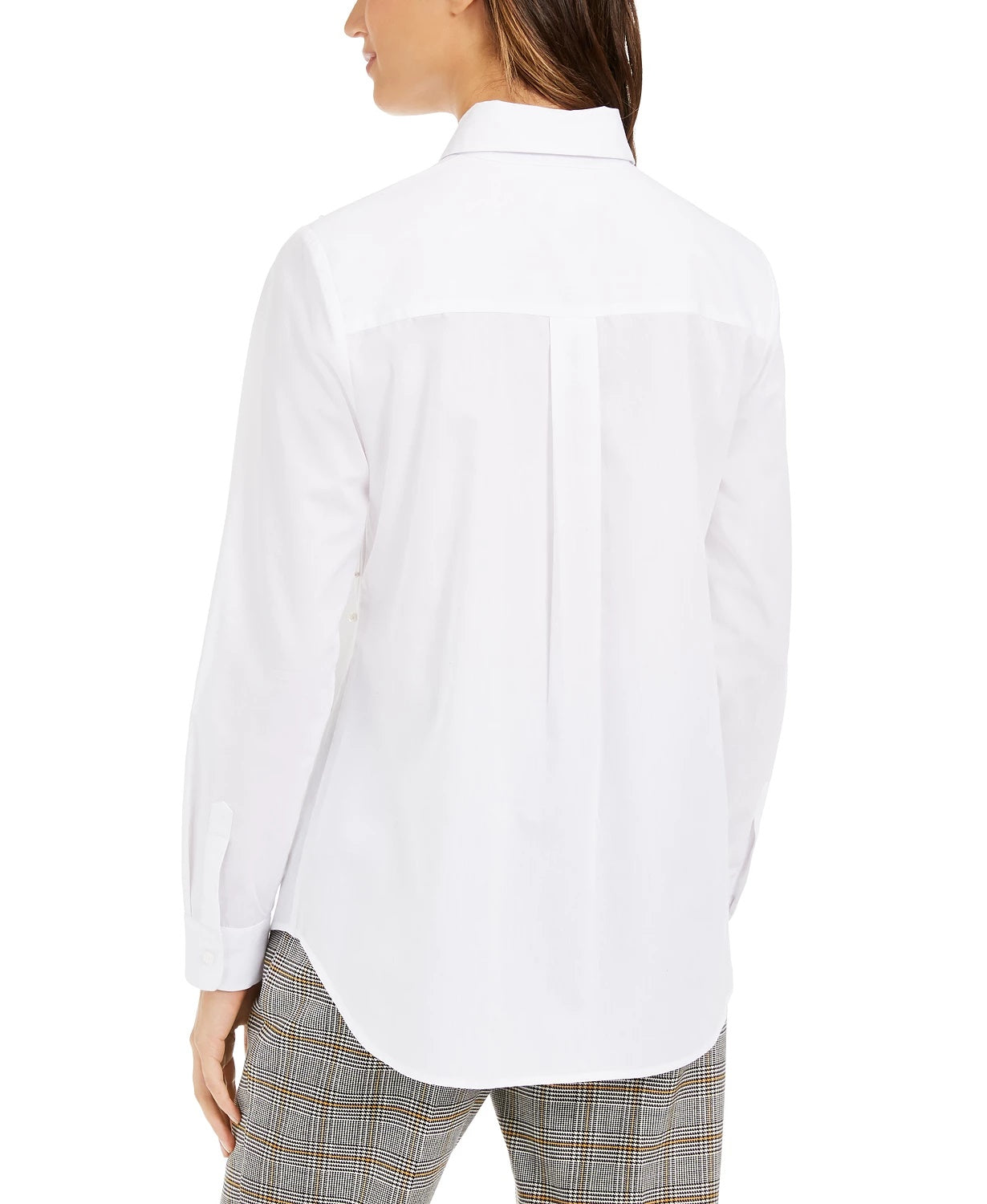 Charter Club Women's Petite Faux-Pearl Button-Front Shirt White PL