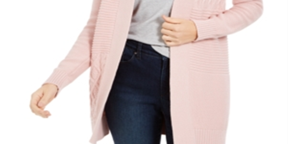 Charter Club Women's Patchwork Cardigan Pink Size Medium