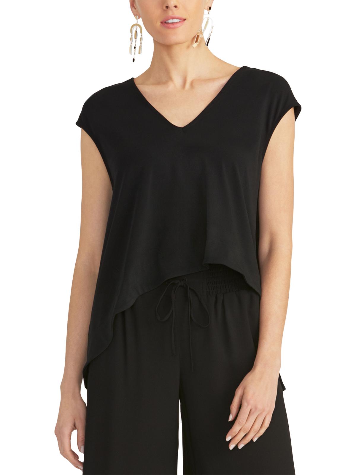 Rachel Roy Women's Bina Cropped V Neck Top Black Size XX-Large