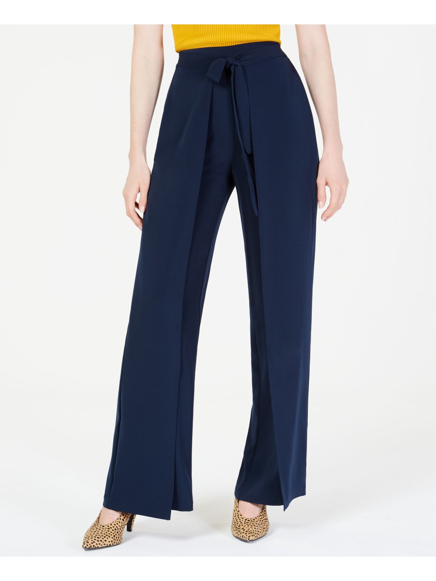 Bar III Women's Wide Leg Tie Front Pants Dark Blue Size XX-Large