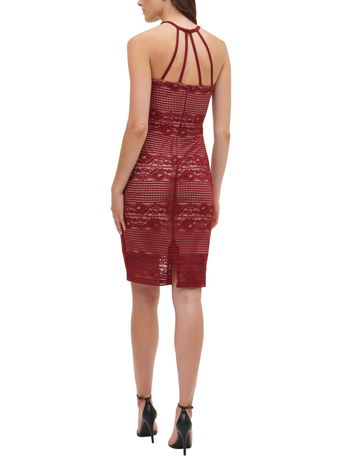 Guess Women's Illusion Floral Cocktail Dress Red Size 4