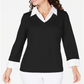 Karen Scott Women's Cotton Layered Look Top Black Size Medium