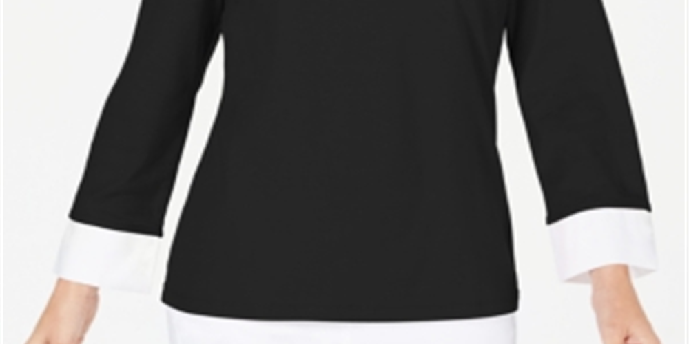 Karen Scott Women's Cotton Layered Look Top Black Size Medium