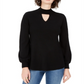 Style & Co Women's Mock Neck Keyhole Sweater Black Size X-Small