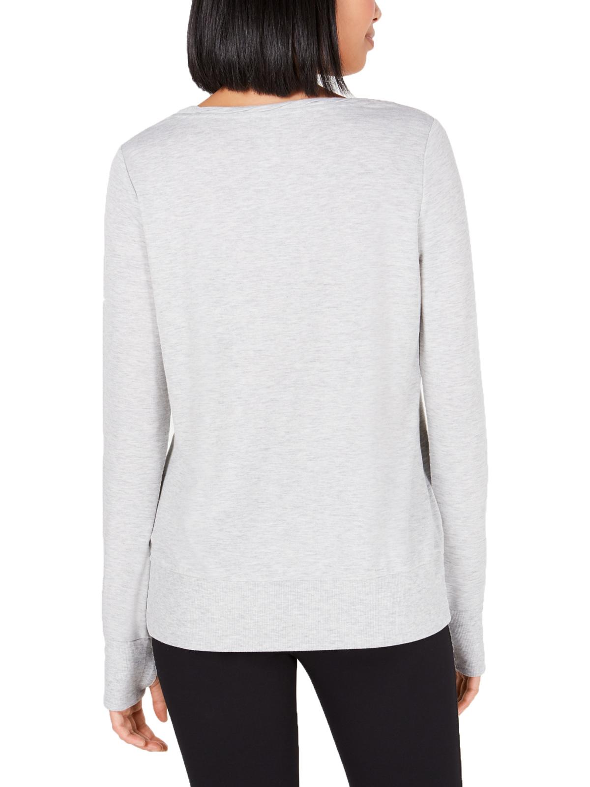 Ideology Women's Love Graphic Long Sleeve Pullover Gray Size XL
