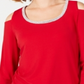 JM Collection Women's Embellished Cold Shoulder Top Red Size Small