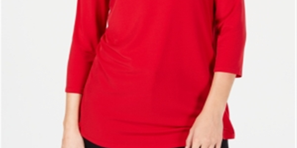 JM Collection Women's Embellished Cold Shoulder Top Red Size Small
