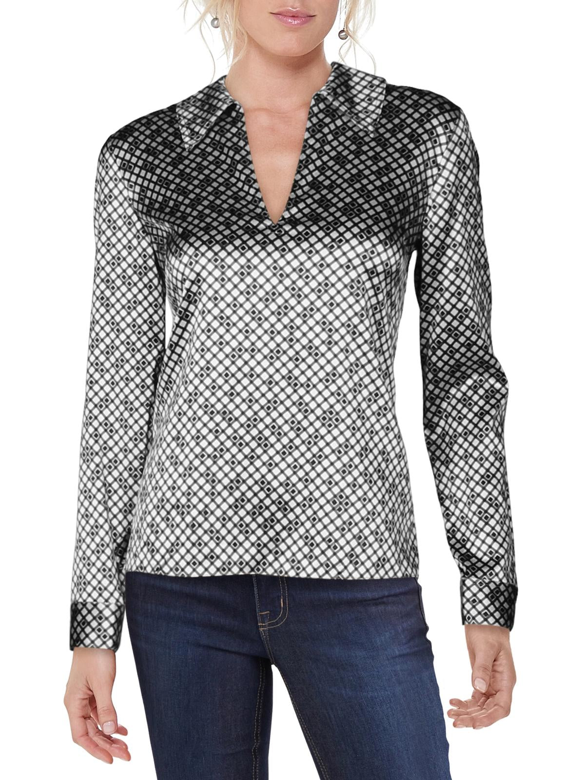 Theory Women's Blouse Silk V Neck White Size Petite