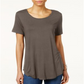 JM Collection Women's Scoop Neck Top Brown Clay  Size Large