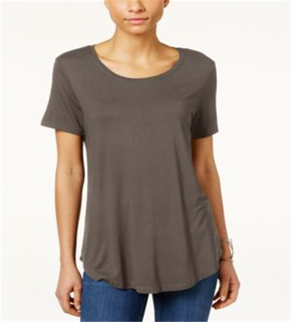 JM Collection Women's Scoop Neck Top Brown Clay  Size Large
