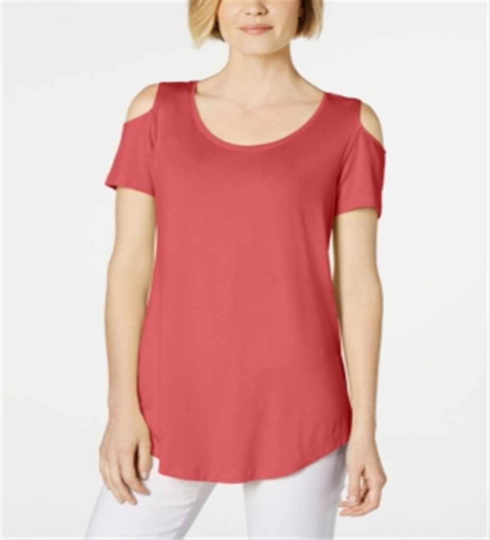 JM Collection Women's Cold Shoulder Swing T-Shirt Red Size X-Large