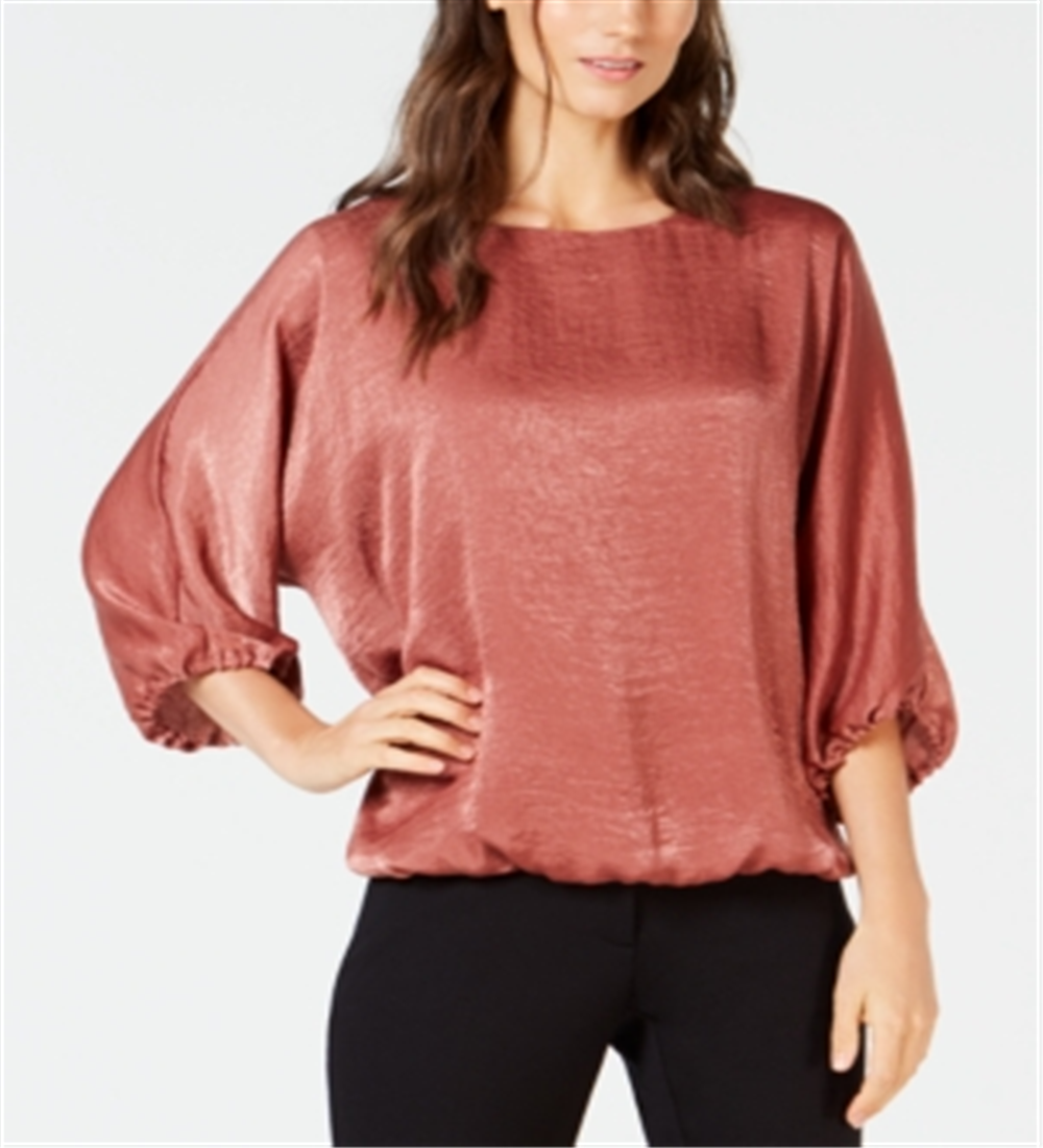 Alfani Women's Washed Satin Dolman Sleeve Bubble Top Pink Size Petite Medium