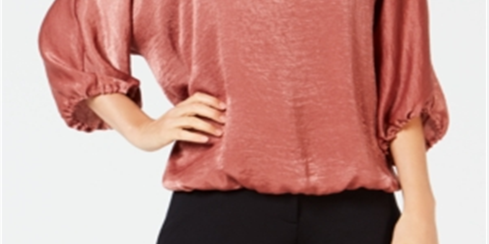 Alfani Women's Washed Satin Dolman Sleeve Bubble Top Pink Size Petite Medium