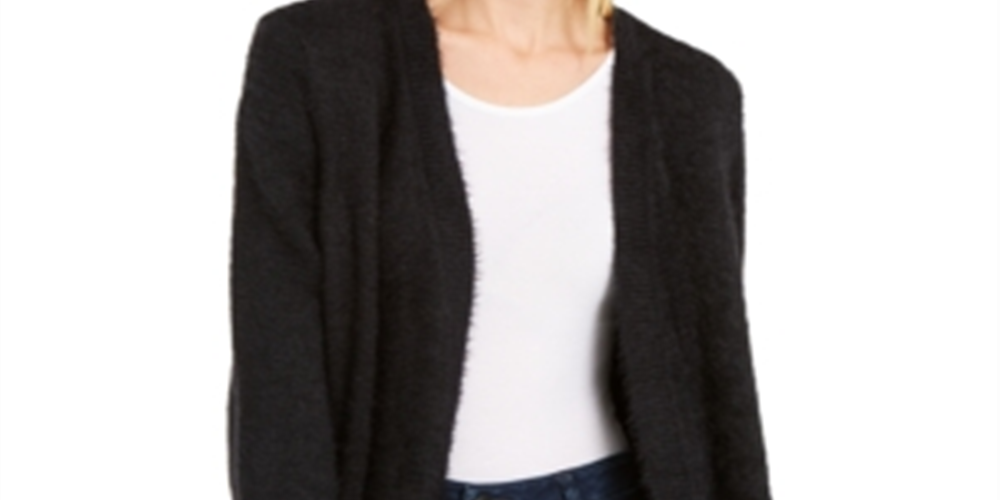 INC International Concepts Women's Eyelash Cardigan Black Size Large