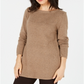 Karen Scott Women's Solid Curved Hem Tunic Brown Size XX-Large
