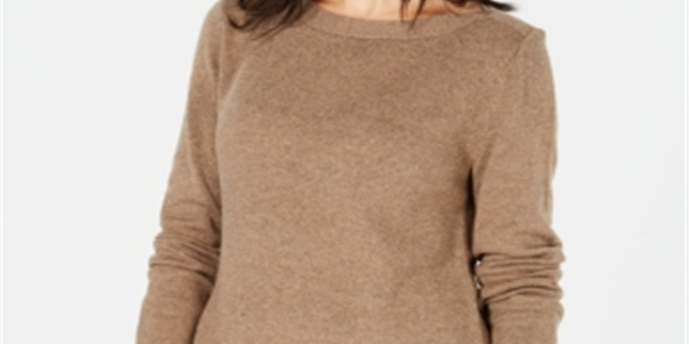 Karen Scott Women's Solid Curved Hem Tunic Brown Size XX-Large
