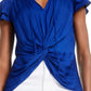 Current Air Women's Ruffled Short Sleeve V Neck Hi Lo Top Blue Size Medium