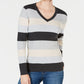 Karen Scott Women's Striped Ribbed Knit Cotton Sweater Multi Size Petite Small