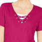 Karen Scott Women's Lace Up Layered Look Top Pink Size Medium