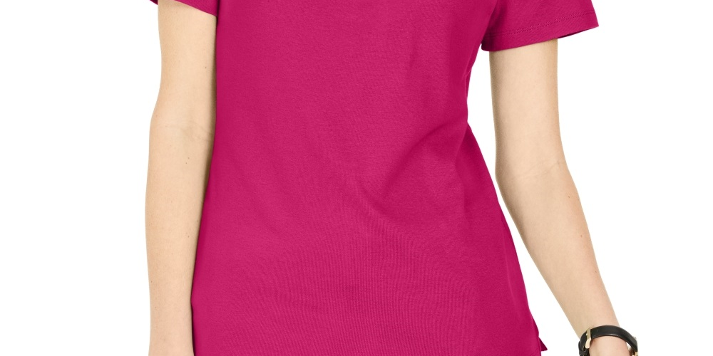 Karen Scott Women's Lace Up Layered Look Top Pink Size Medium