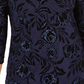 JM Collection Women's Flocked Velvet Jacquard Top Navy Size X-Small