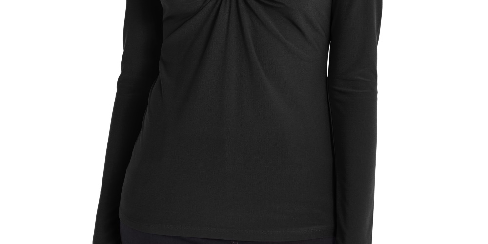 INC International Concepts Women's U Ring V Neck Top Black Size Small