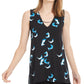 Alfani Women's Hardware Trim Top Blue-Black  Size Petite S
