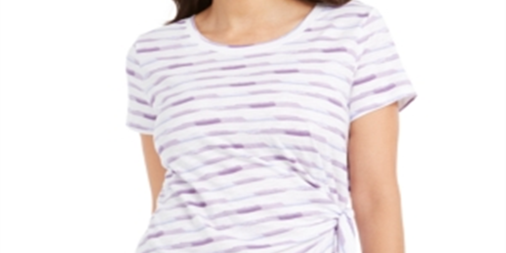 Style & Co Women's Printed Side Tie Top Purple Size X-Small