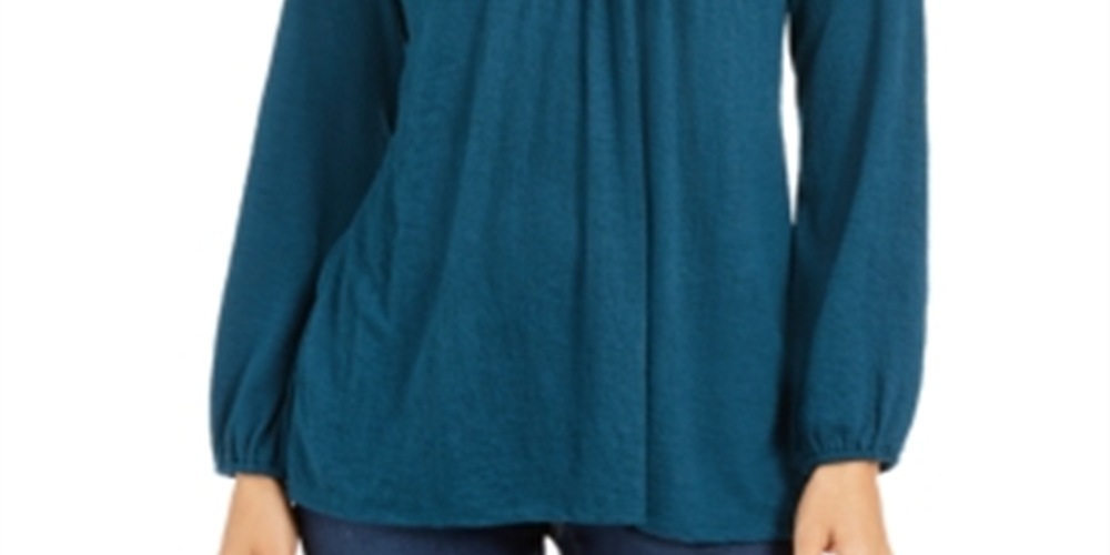 Style & Co Women's Lace Shoulder Top Dark Kale Size Petite S