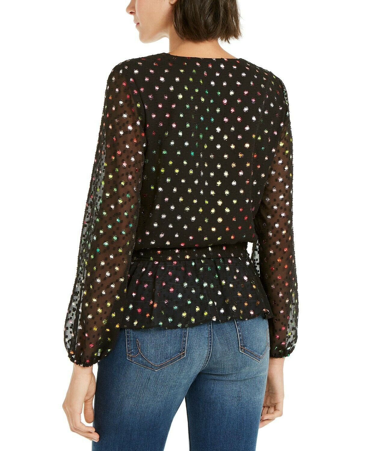 INC International Concepts Women's Wrap Top Blouse Black Size Petite Small