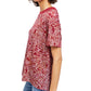 Free People Women's Printed Short Sleeve Crew Neck T-Shirt Top Red Size Small