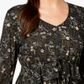 Style & Co Women's Printed Babydoll Top Black Size X-Small