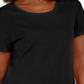 Karen Scott Women's Button Hem Scoop Neck Cotton Top Black Size Small