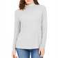 Charter Club Women's Heathered Ribbed Turtleneck Top Gray Size X-Small