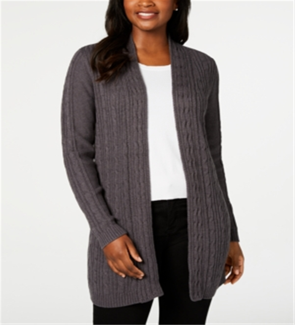 Karen Scott Women's Cable Knit Cardigan Gray Size Small