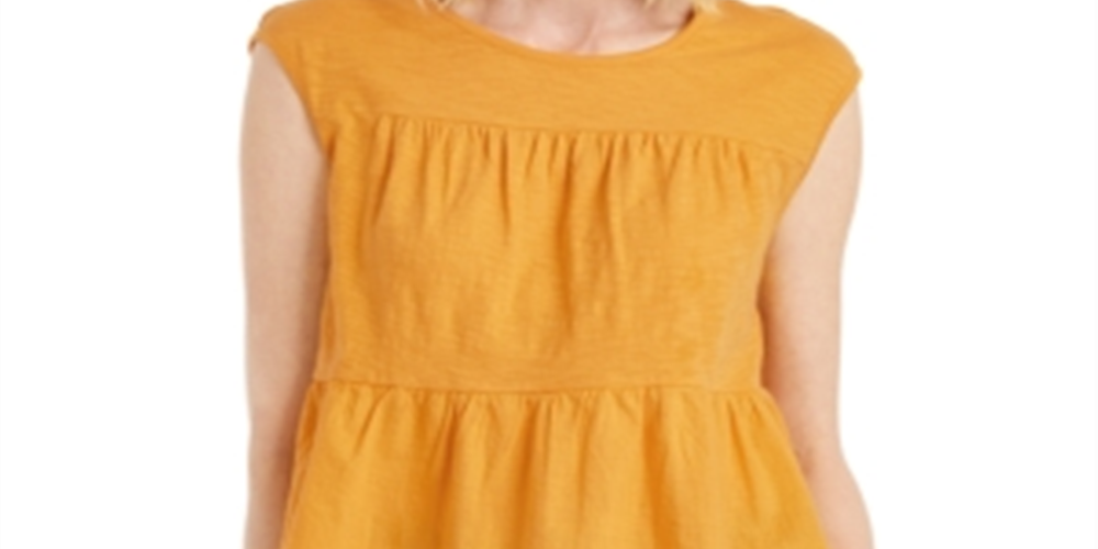 Style & Co Women's Cotton Tiered Tank Top Yellow Size Medium