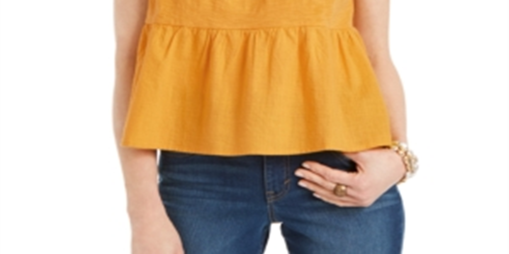 Style & Co Women's Cotton Tiered Tank Top Yellow Size Medium