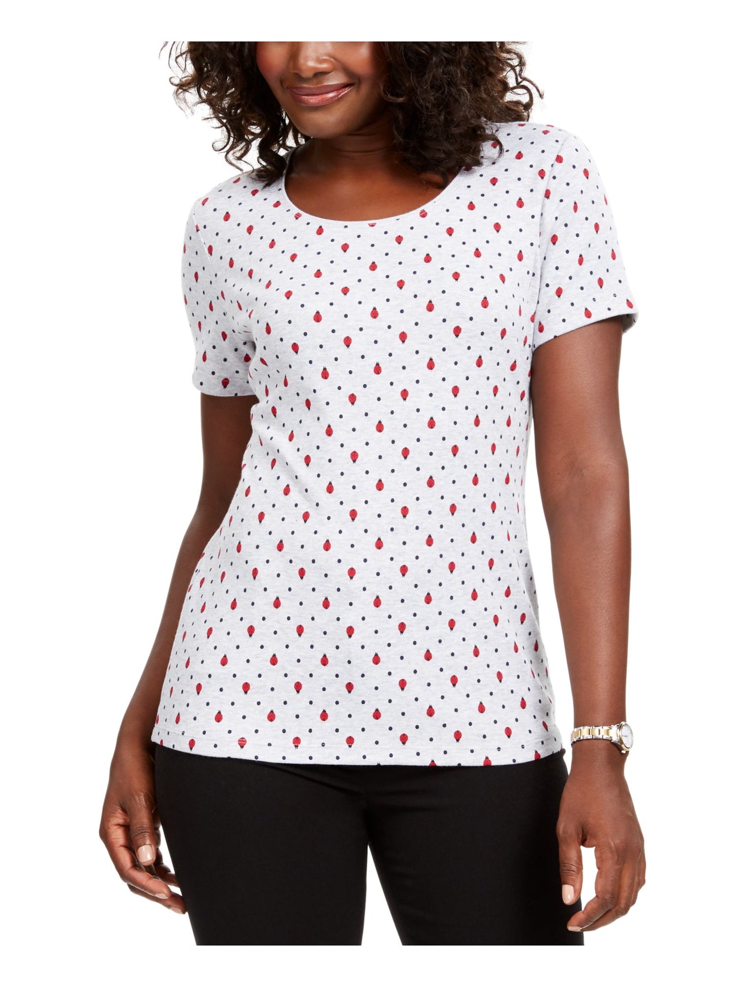 Karen Scott Women's Short Sleeve T-Shirt Top Gray Size S