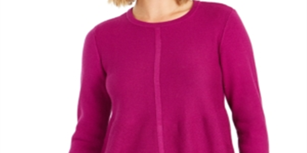 Style & Co Women's Knit Mixed Stitch Tunic Purple Size Medium
