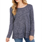 Style & Co Women's Pointelle Trim Marled Tunic Sweater Blue Size X-Large