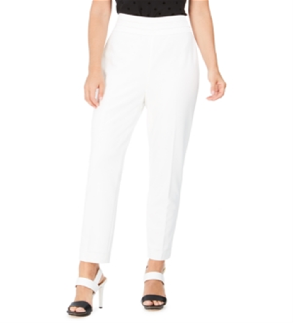Calvin Klein Women's Pleated Waist Slim Fit Dress Pants White Size 6