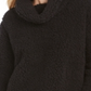 Style & Co Women's Faux Sherpa Cowlneck Sweater Black Size Petite X-Large