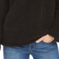 Style & Co Women's Faux Sherpa Cowlneck Sweater Black Size Petite X-Large