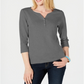 Karen Scott Women's Cotton Henley Shirt Charcoal Size Petite XL