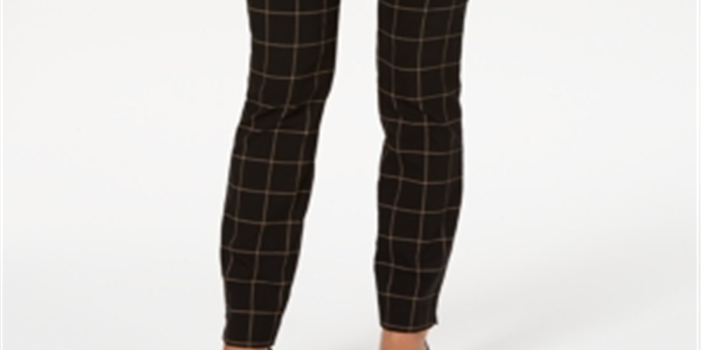 Charter Club Women's Windowpane Plaid Pants Black Size 6 Petite