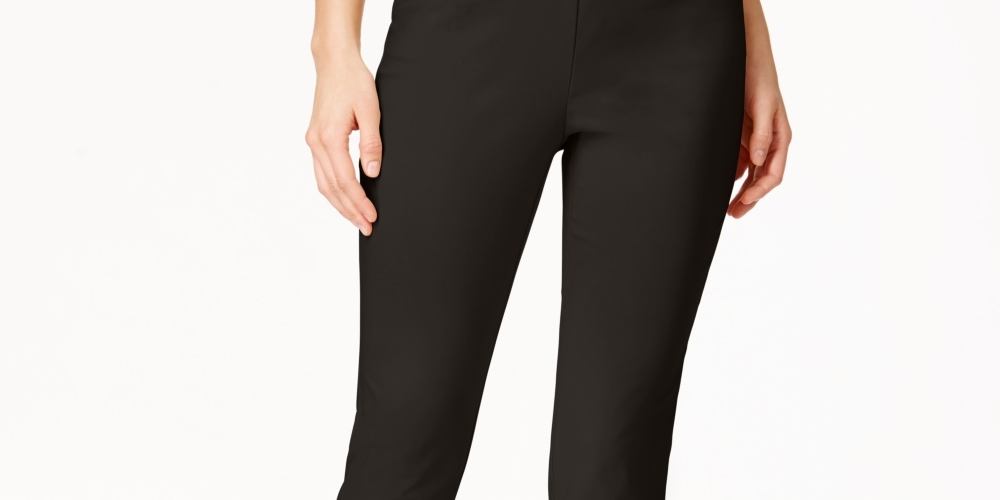 Charter Club Women's Petite Slim-Leg Pants Black Size 24X4.5