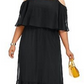 NY Collection Women's Plus Popover Maxi Dress Black Size 3X