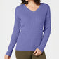 Karen Scott Women's Petite Cotton Cable-Knit Sweater Purple Size PM