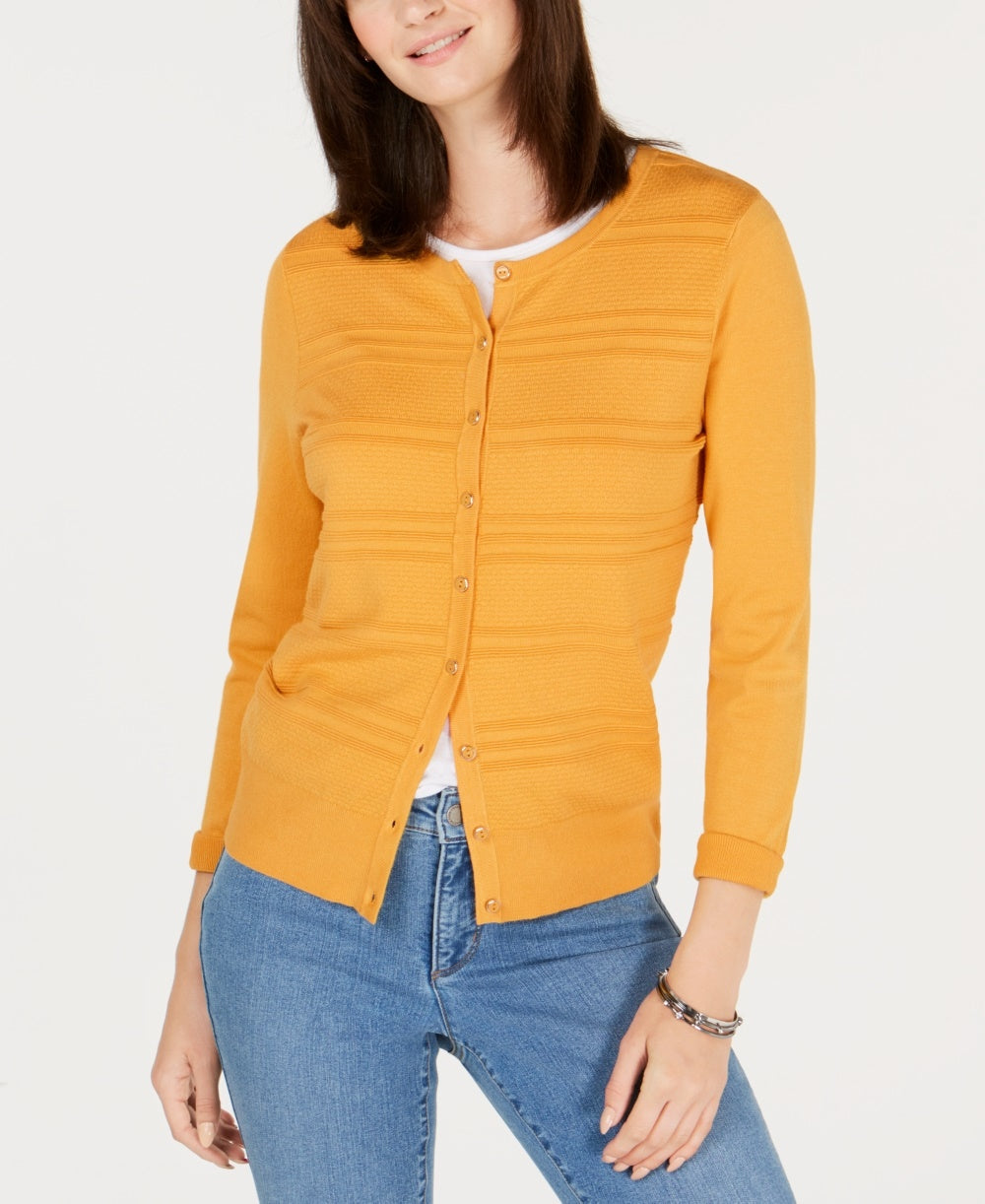Charter Club Women's Textured Cardigan Gold Size Medium