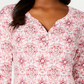 Karen Scott Women's Printed 3/4 Sleeve Henley Top Pink Size Petite Small